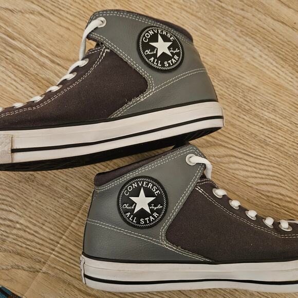 Converse All-Star Chuck Taylor High Top Sneaker Fabric Leather Gray Mens Size 9 - Picture 8 of 9